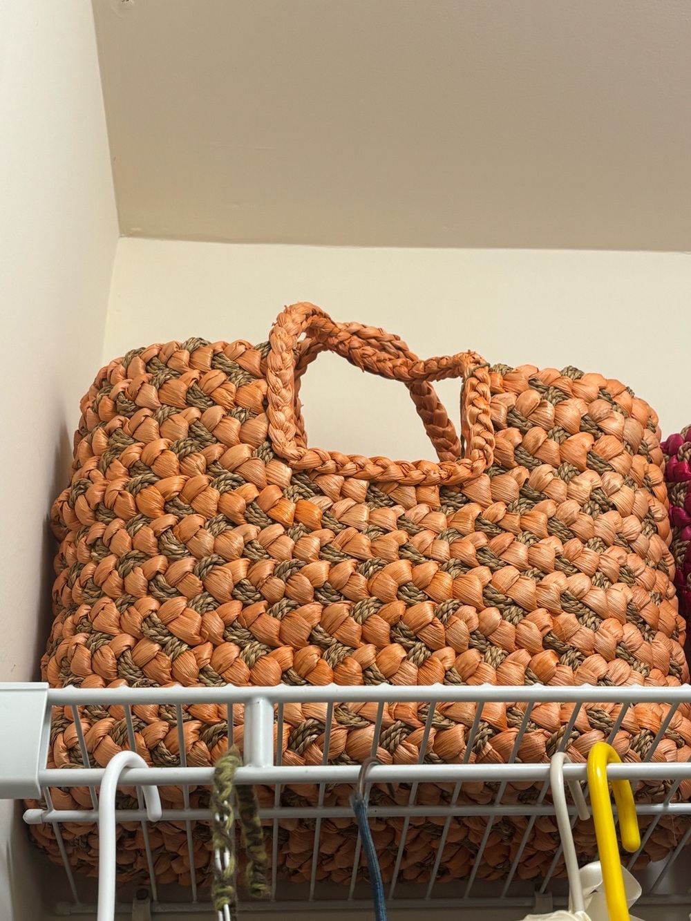 Orange Wovan Storage Basket Tote